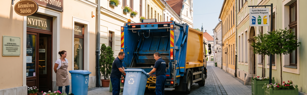 Győr. Új, házhoz menő szelektív hulladékgyűjtési rendszer indul a belvárosi üzletek számára ♻️