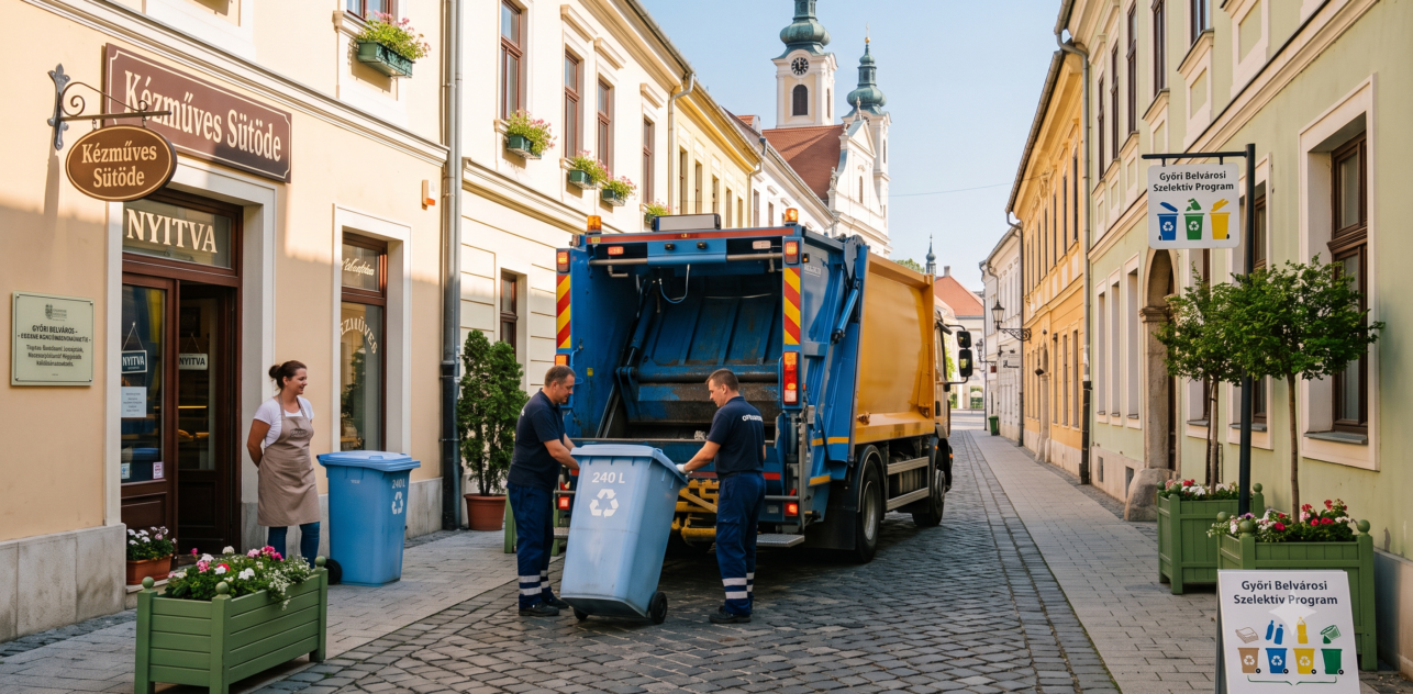 Győr. Új, házhoz menő szelektív hulladékgyűjtési rendszer indul a belvárosi üzletek számára ♻️